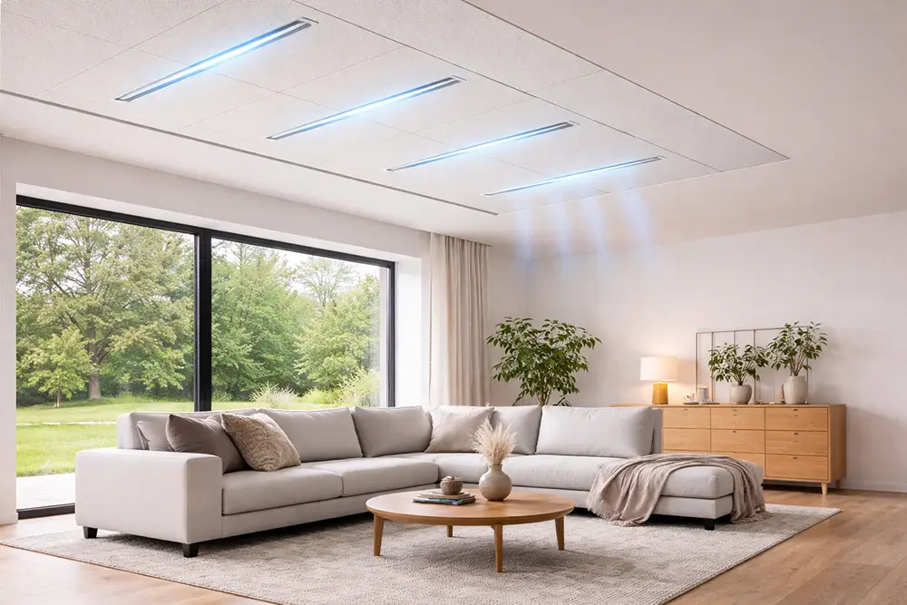 Moderný interiér so stropným chladením